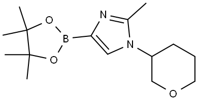 2-methyl-1-(tetrahydro-2H-pyran-3-yl)-4-(4,4,5,5-tetramethyl-1,3,2-dioxaborolan-2-yl)-1H-imidazole Struktur