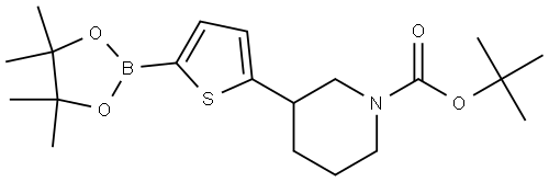 tert-butyl 3-(5-(4,4,5,5-tetramethyl-1,3,2-dioxaborolan-2-yl)thiophen-2-yl)piperidine-1-carboxylate Struktur