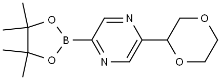 2-(1,4-dioxan-2-yl)-5-(4,4,5,5-tetramethyl-1,3,2-dioxaborolan-2-yl)pyrazine Struktur