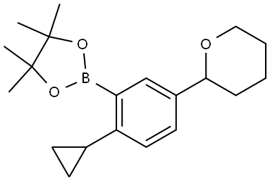 2-(2-cyclopropyl-5-(tetrahydro-2H-pyran-2-yl)phenyl)-4,4,5,5-tetramethyl-1,3,2-dioxaborolane Struktur