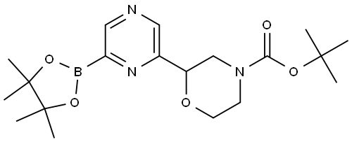 tert-butyl 2-(6-(4,4,5,5-tetramethyl-1,3,2-dioxaborolan-2-yl)pyrazin-2-yl)morpholine-4-carboxylate Struktur