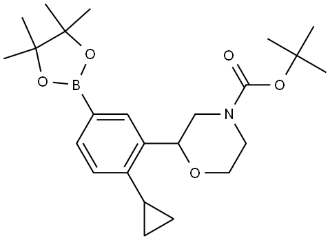 tert-butyl 2-(2-cyclopropyl-5-(4,4,5,5-tetramethyl-1,3,2-dioxaborolan-2-yl)phenyl)morpholine-4-carboxylate Struktur