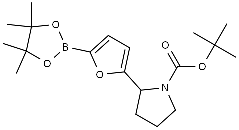 tert-butyl 2-(5-(4,4,5,5-tetramethyl-1,3,2-dioxaborolan-2-yl)furan-2-yl)pyrrolidine-1-carboxylate Struktur