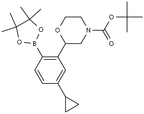 tert-butyl 2-(5-cyclopropyl-2-(4,4,5,5-tetramethyl-1,3,2-dioxaborolan-2-yl)phenyl)morpholine-4-carboxylate Struktur