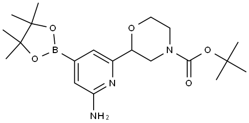 tert-butyl 2-(6-amino-4-(4,4,5,5-tetramethyl-1,3,2-dioxaborolan-2-yl)pyridin-2-yl)morpholine-4-carboxylate Struktur