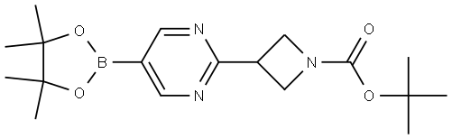 tert-butyl 3-(5-(4,4,5,5-tetramethyl-1,3,2-dioxaborolan-2-yl)pyrimidin-2-yl)azetidine-1-carboxylate Struktur