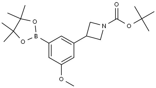 tert-butyl 3-(3-methoxy-5-(4,4,5,5-tetramethyl-1,3,2-dioxaborolan-2-yl)phenyl)azetidine-1-carboxylate Struktur