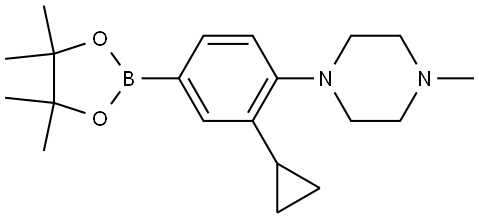 1-(2-cyclopropyl-4-(4,4,5,5-tetramethyl-1,3,2-dioxaborolan-2-yl)phenyl)-4-methylpiperazine Struktur