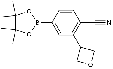 2-(oxetan-3-yl)-4-(4,4,5,5-tetramethyl-1,3,2-dioxaborolan-2-yl)benzonitrile Struktur