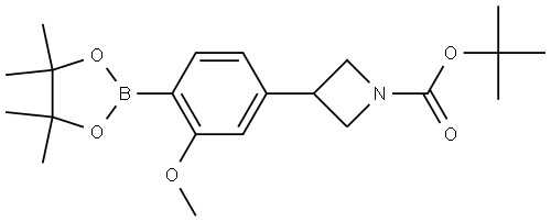 tert-butyl 3-(3-methoxy-4-(4,4,5,5-tetramethyl-1,3,2-dioxaborolan-2-yl)phenyl)azetidine-1-carboxylate Struktur