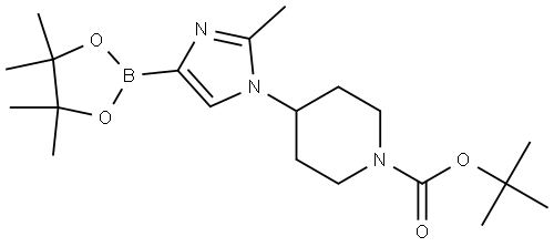 tert-butyl 4-(2-methyl-4-(4,4,5,5-tetramethyl-1,3,2-dioxaborolan-2-yl)-1H-imidazol-1-yl)piperidine-1-carboxylate Struktur