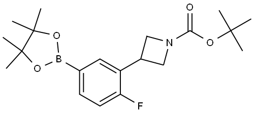 tert-butyl 3-(2-fluoro-5-(4,4,5,5-tetramethyl-1,3,2-dioxaborolan-2-yl)phenyl)azetidine-1-carboxylate Struktur