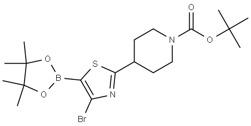 4-Bromo-2-(N-Boc-piperidin-4-yl)thiazole-5-boronic acid pinacol ester Struktur