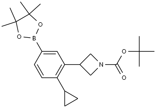 tert-butyl 3-(2-cyclopropyl-5-(4,4,5,5-tetramethyl-1,3,2-dioxaborolan-2-yl)phenyl)azetidine-1-carboxylate Struktur