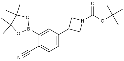 tert-butyl 3-(4-cyano-3-(4,4,5,5-tetramethyl-1,3,2-dioxaborolan-2-yl)phenyl)azetidine-1-carboxylate Struktur