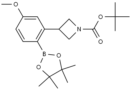 tert-butyl 3-(5-methoxy-2-(4,4,5,5-tetramethyl-1,3,2-dioxaborolan-2-yl)phenyl)azetidine-1-carboxylate Struktur