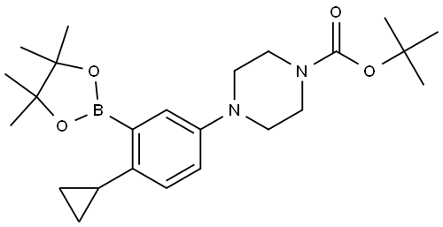 tert-butyl 4-(4-cyclopropyl-3-(4,4,5,5-tetramethyl-1,3,2-dioxaborolan-2-yl)phenyl)piperazine-1-carboxylate Struktur