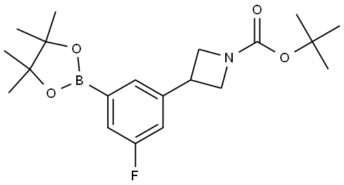 tert-butyl 3-(3-fluoro-5-(4,4,5,5-tetramethyl-1,3,2-dioxaborolan-2-yl)phenyl)azetidine-1-carboxylate Struktur