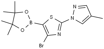 4-Bromo-2-(4-methyl-1H-pyrazol-1-yl)thiazole-5-boronic acid pinacol ester Struktur