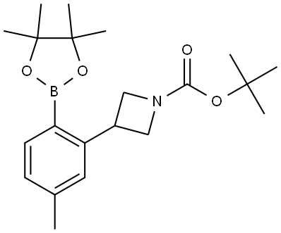 tert-butyl 3-(5-methyl-2-(4,4,5,5-tetramethyl-1,3,2-dioxaborolan-2-yl)phenyl)azetidine-1-carboxylate Struktur