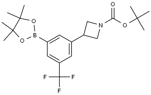 tert-butyl 3-(3-(4,4,5,5-tetramethyl-1,3,2-dioxaborolan-2-yl)-5-(trifluoromethyl)phenyl)azetidine-1-carboxylate Struktur