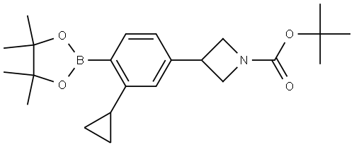 tert-butyl 3-(3-cyclopropyl-4-(4,4,5,5-tetramethyl-1,3,2-dioxaborolan-2-yl)phenyl)azetidine-1-carboxylate Struktur