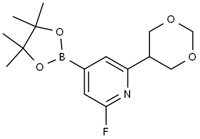 2-(1,3-dioxan-5-yl)-6-fluoro-4-(4,4,5,5-tetramethyl-1,3,2-dioxaborolan-2-yl)pyridine Struktur