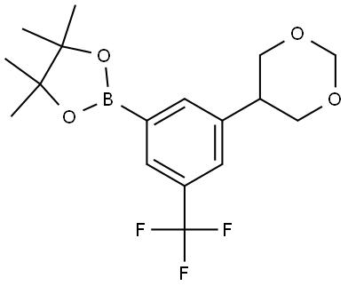 2-(3-(1,3-dioxan-5-yl)-5-(trifluoromethyl)phenyl)-4,4,5,5-tetramethyl-1,3,2-dioxaborolane Struktur