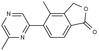 4-methyl-5-(6-methylpyrazin-2-yl)isobenzofuran-1(3H)-one Struktur