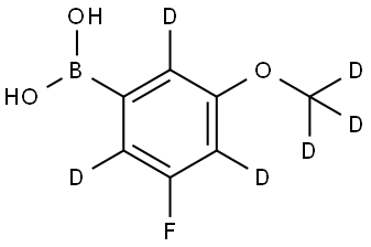 (3-fluoro-5-(methoxy-d3)phenyl-2,4,6-d3)boronic acid Struktur