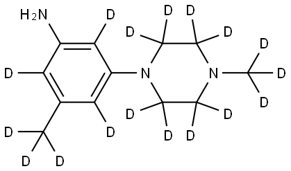 3-(methyl-d3)-5-(4-(methyl-d3)piperazin-1-yl-2,2,3,3,5,5,6,6-d8)benzen-2,4,6-d3-amine Struktur