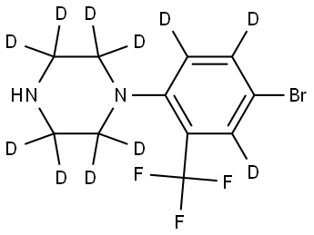 1-(4-bromo-2-(trifluoromethyl)phenyl-3,5,6-d3)piperazine-2,2,3,3,5,5,6,6-d8 Struktur