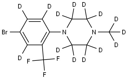 1-(4-bromo-2-(trifluoromethyl)phenyl-3,5,6-d3)-4-(methyl-d3)piperazine-2,2,3,3,5,5,6,6-d8 Struktur