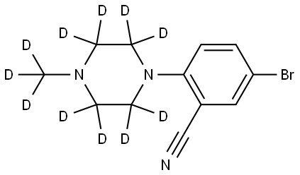 5-bromo-2-(4-(methyl-d3)piperazin-1-yl-2,2,3,3,5,5,6,6-d8)benzonitrile Struktur