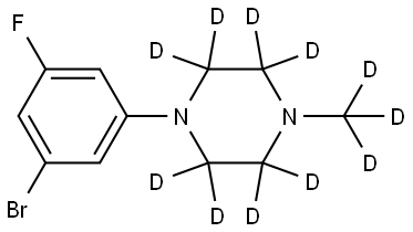 1-(3-bromo-5-fluorophenyl)-4-(methyl-d3)piperazine-2,2,3,3,5,5,6,6-d8 Struktur