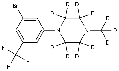 1-(3-bromo-5-(trifluoromethyl)phenyl)-4-(methyl-d3)piperazine-2,2,3,3,5,5,6,6-d8 Struktur