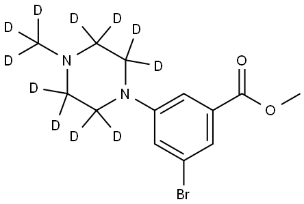 methyl 3-bromo-5-(4-(methyl-d3)piperazin-1-yl-2,2,3,3,5,5,6,6-d8)benzoate Struktur