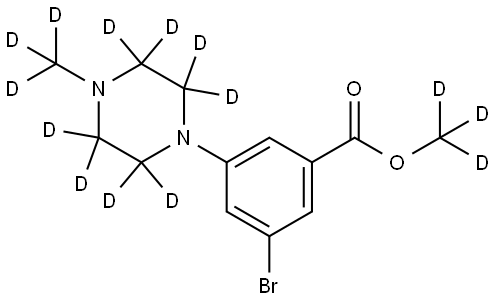 methyl-d3 3-bromo-5-(4-(methyl-d3)piperazin-1-yl-2,2,3,3,5,5,6,6-d8)benzoate Struktur