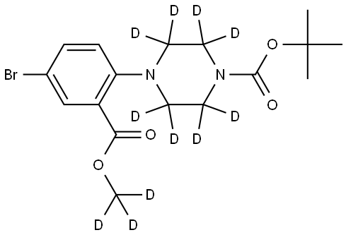 tert-butyl 4-(4-bromo-2-((methoxy-d3)carbonyl)phenyl)piperazine-1-carboxylate-2,2,3,3,5,5,6,6-d8 Struktur