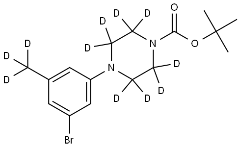 tert-butyl 4-(3-bromo-5-(methyl-d3)phenyl)piperazine-1-carboxylate-2,2,3,3,5,5,6,6-d8 Struktur