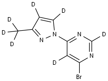 4-bromo-6-(3-(methyl-d3)-1H-pyrazol-1-yl-4,5-d2)pyrimidine-2,5-d2 Struktur