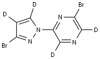 2-bromo-6-(3-bromo-1H-pyrazol-1-yl-4,5-d2)pyrazine-3,5-d2 Struktur