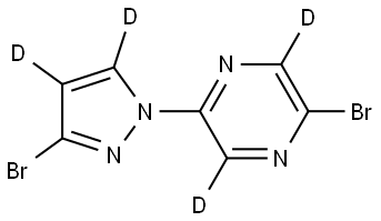 2-bromo-5-(3-bromo-1H-pyrazol-1-yl-4,5-d2)pyrazine-3,6-d2 Struktur