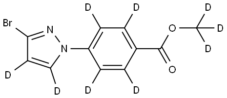 methyl-d3 4-(3-bromo-1H-pyrazol-1-yl-4,5-d2)benzoate-d4 Struktur