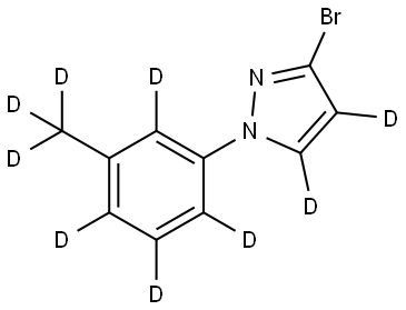 3-bromo-1-(3-(methyl-d3)phenyl-2,4,5,6-d4)-1H-pyrazole-4,5-d2 Struktur