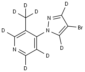 4-(4-bromo-1H-pyrazol-1-yl-3,5-d2)-3-(methyl-d3)pyridine-2,5,6-d3 Struktur