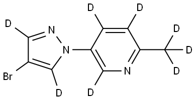 5-(4-bromo-1H-pyrazol-1-yl-3,5-d2)-2-(methyl-d3)pyridine-3,4,6-d3 Struktur