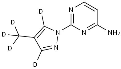 2-(4-(methyl-d3)-1H-pyrazol-1-yl-3,5-d2)pyrimidin-4-amine Struktur