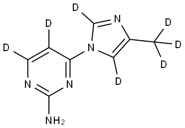 4-(4-(methyl-d3)-1H-imidazol-1-yl-2,5-d2)pyrimidin-5,6-d2-2-amine Struktur