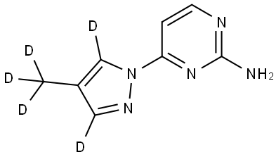 4-(4-(methyl-d3)-1H-pyrazol-1-yl-3,5-d2)pyrimidin-2-amine Struktur